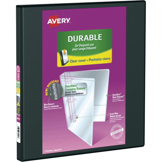 Avery 1/2" Durable View Binder, Black, Slant-D Ring, White, Letter-Size (8-1/2" x 11")