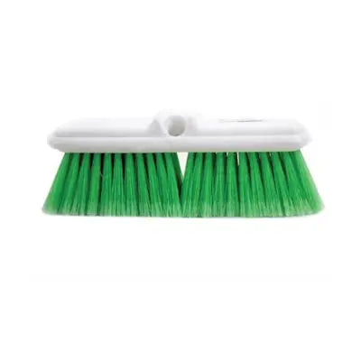 Globe Commercial Products 10" Vehicle Brush Broom Head with Bumpers, Green