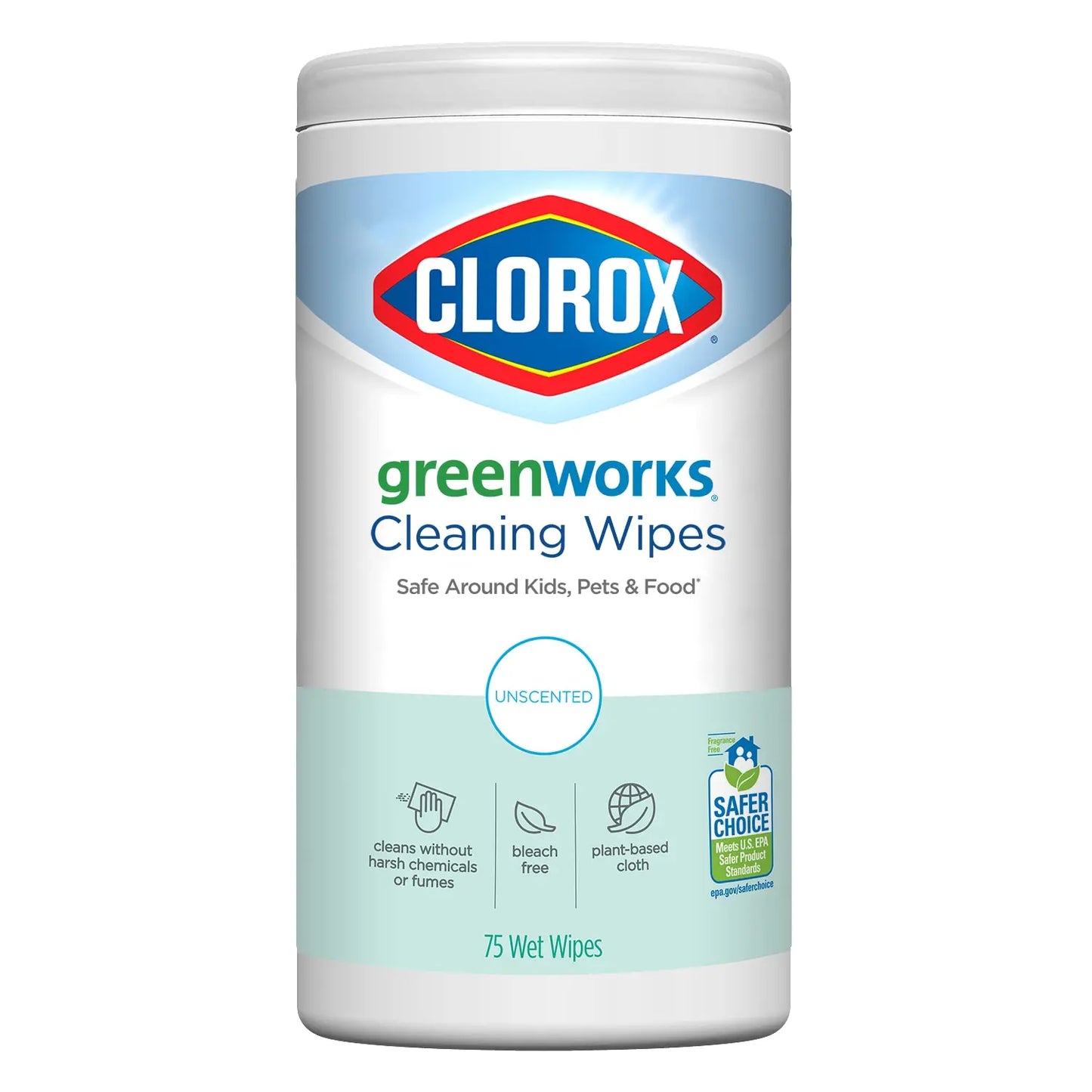 Clorox Green Works Wipes, Unscented, 75 Wipes