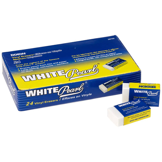 Dixon White Pearl Vinyl Block Erasers, 24/BX