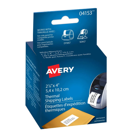 Avery 4153 Thermal Shipping Labels, White, 2 1/8" x 4", 140 Labels/Roll (1 Roll/BX)