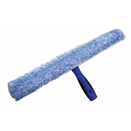 Globe Commercial Products T-Bar Window Squeegee with Microfibre Washing Sleeve, Blue, 14"