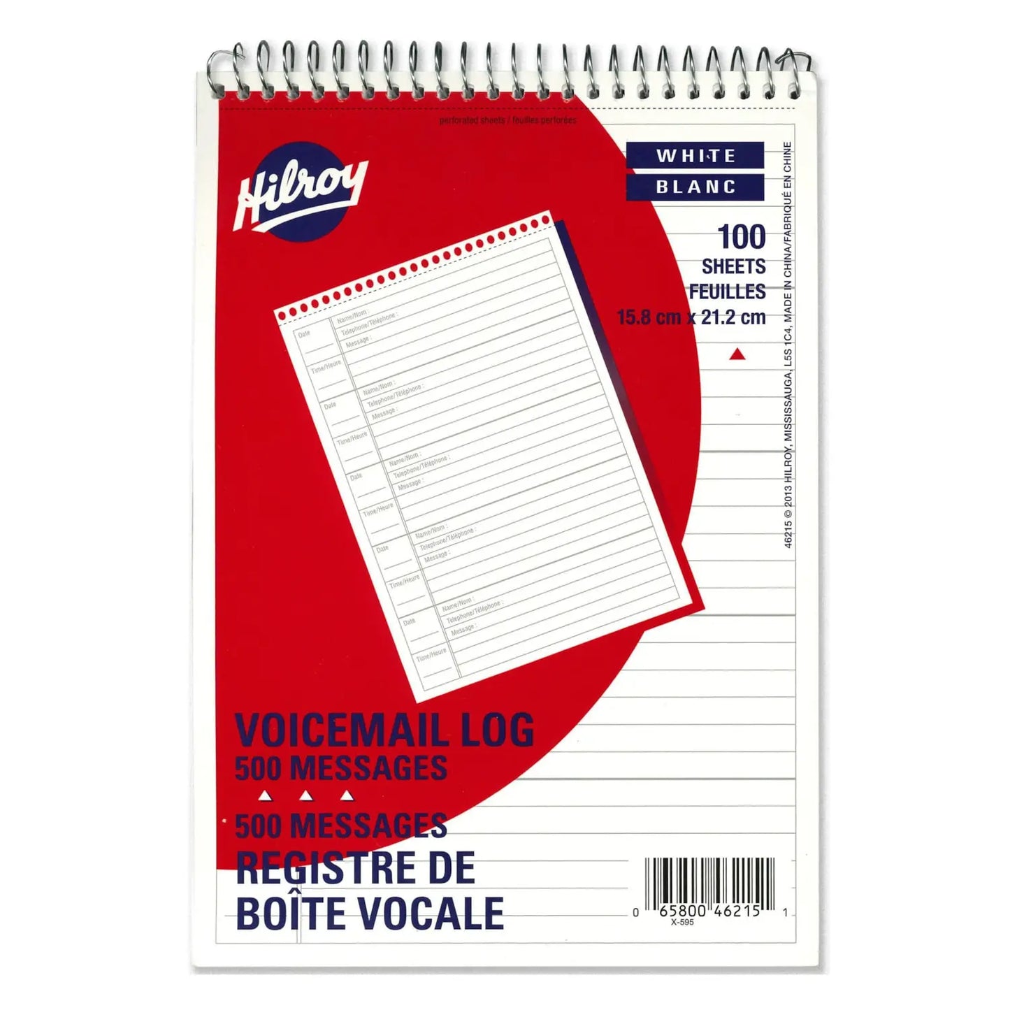 Hilroy Voicemail Log Book, 500 Message Capacity, 6-1/4" x 8-7/8"