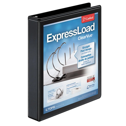 Cardinal ExpressLoad ClearVue Locking 1 1/2" Letter-Size D-Ring Binder