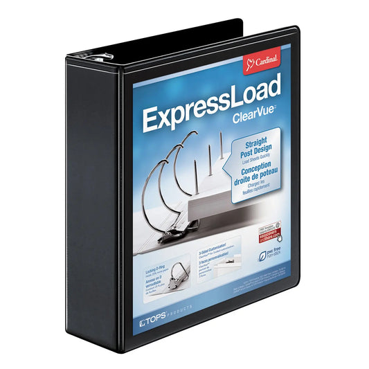 Cardinal ExpressLoad ClearVue Locking 2" Letter-Size D-Ring Binder