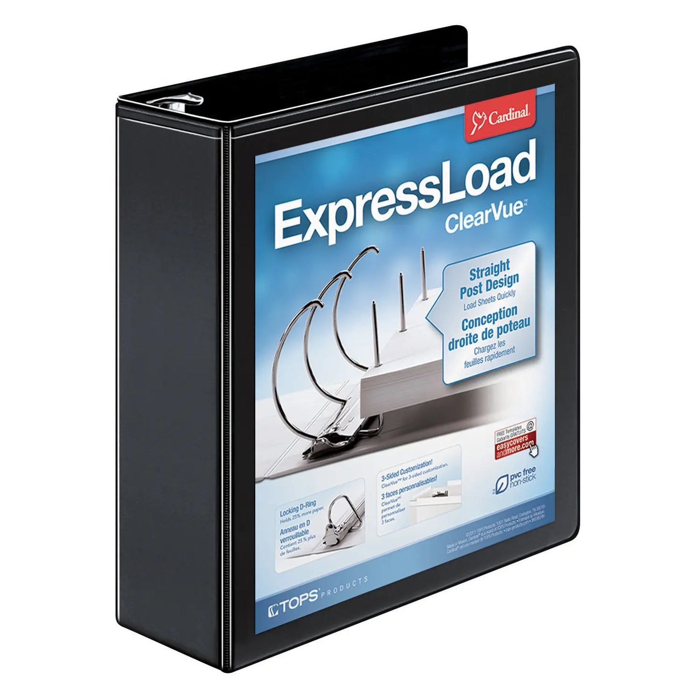 Cardinal ExpressLoad ClearVue Locking 3" Letter-Size D-Ring Binder