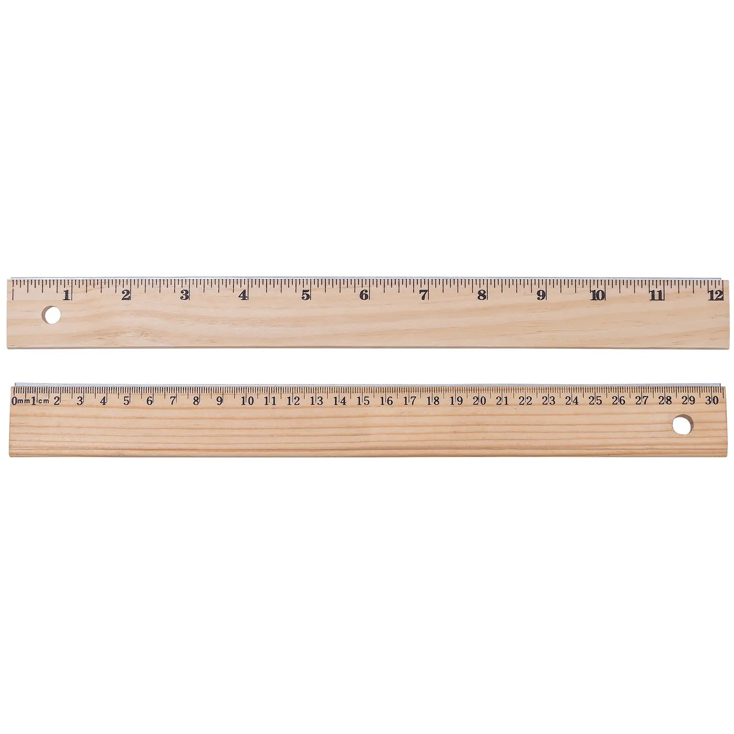 WOOD RULER 30CM(12 )METAL EDGE