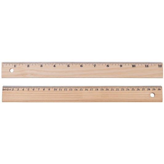 WOOD RULER 30CM(12 )METAL EDGE