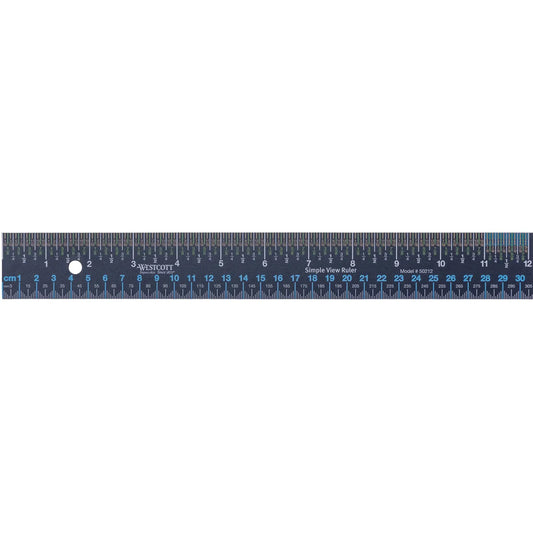 Wescott Simple View Steel Ruler, 12"/30 cm