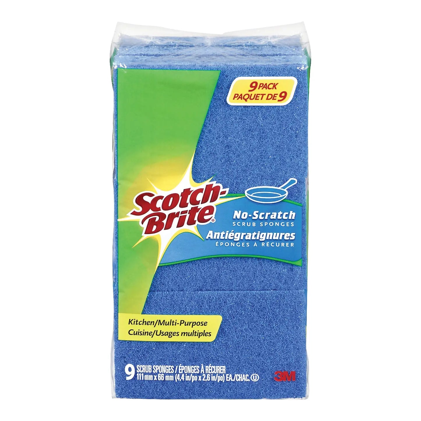 Scotch-Brite Scrub Sponges, No-Scratch, Blue, 9/PK