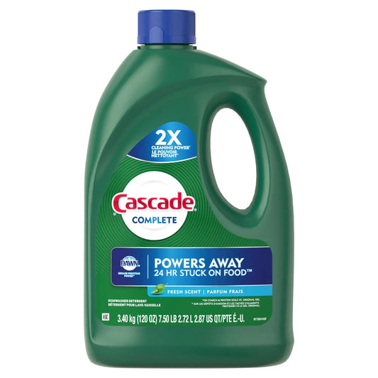 Cascade Complete Gel Dishwasher Detergent, Fresh Scent, 2.72 L