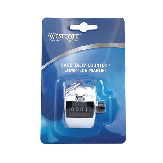 Westcott® Hand Tally Counter, 4-Figure Display, Chrome