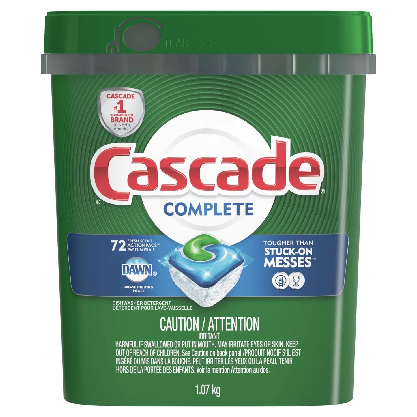 Cascade Complete All-in-1 Dishwasher Detergent ActionPacs, Pack of 72