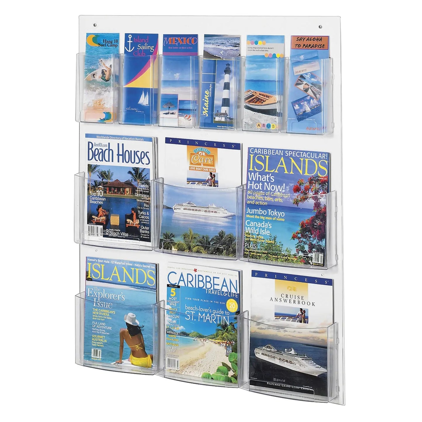 Safco Clear2C Magazine And Pamphlet Display, 6-Pamphlet, 6-Magazine Compartments