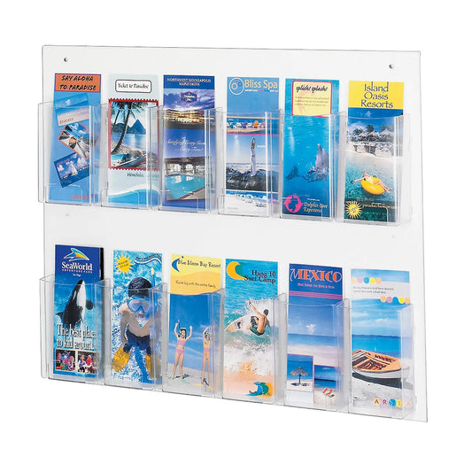 Safco Clear2C Magazine And Pamphlet Display, 12-Pamphlet Compartments