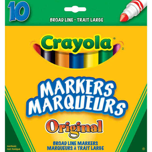 Crayola Broad Line Markers, Assorted Colours, 10/PK