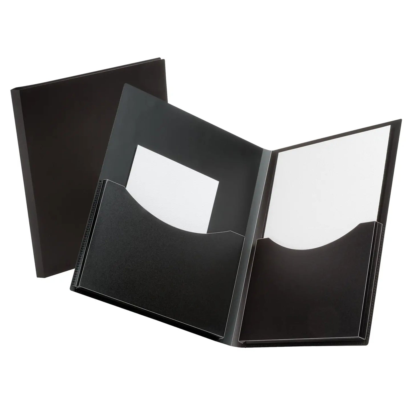 Oxford Double Stuff Laminated Twin-Pocket Folders, Black, Letter Size