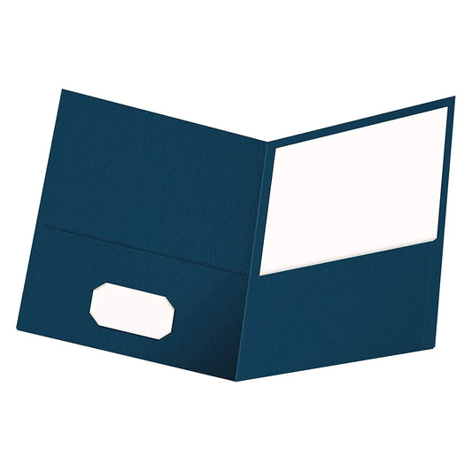 Oxford Embossed Twin Pocket Folder, Letter Size, Blue