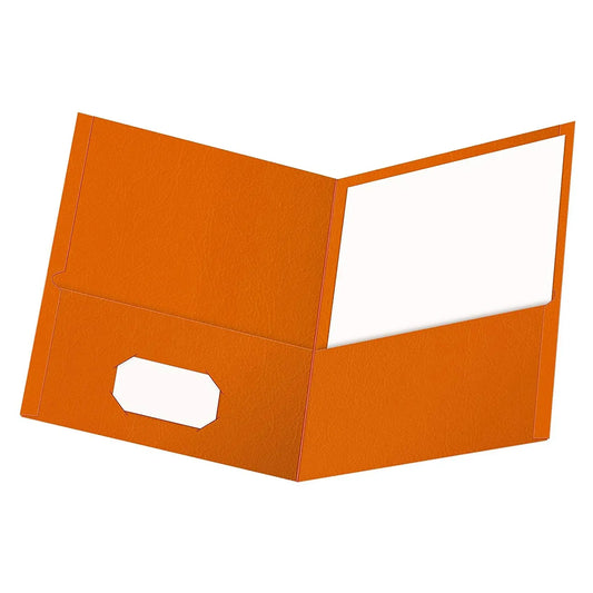 Oxford Embossed Twin Pocket Folders, Orange, Letter Size, 25/BX