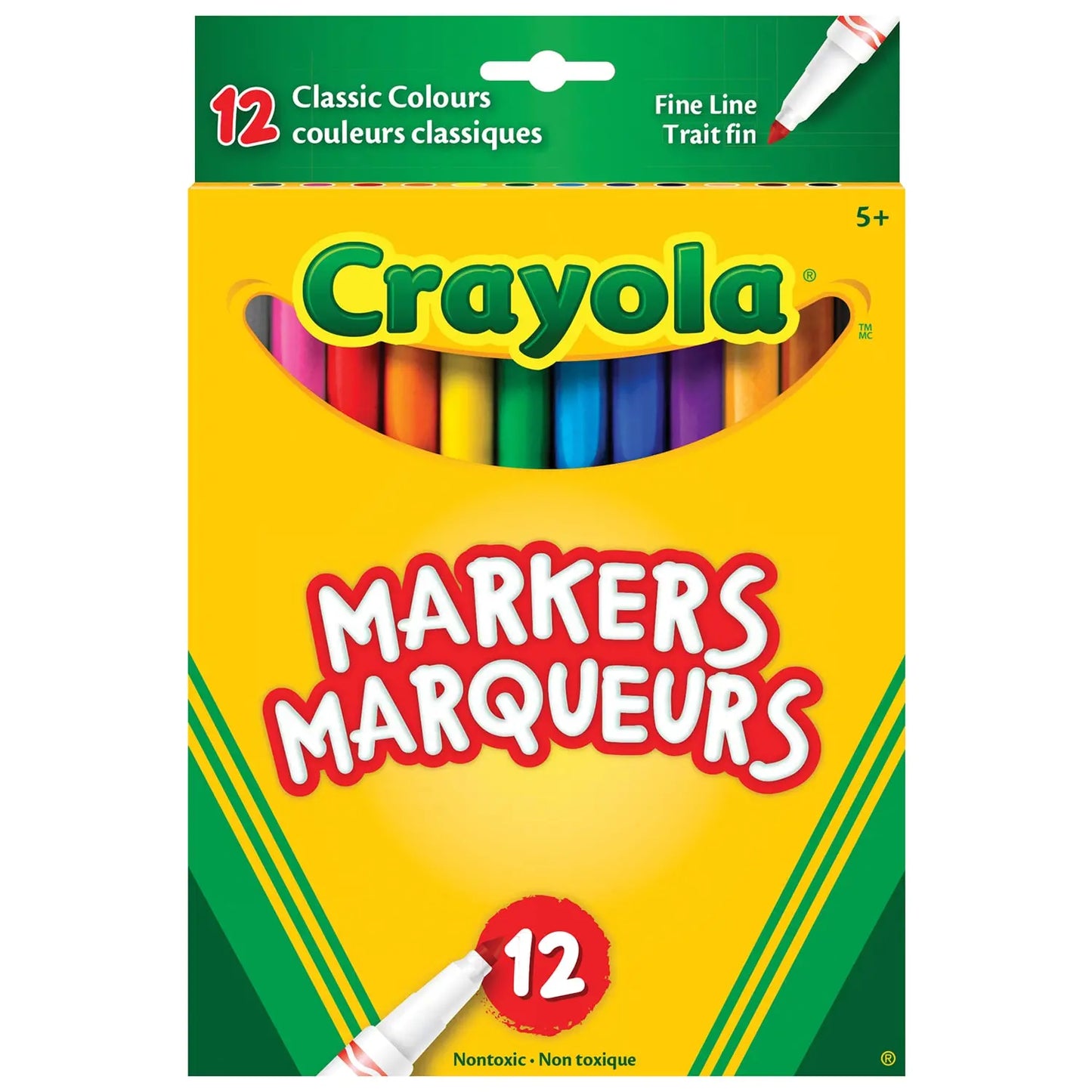 Crayola Fine Line Markers, Assorted Colours, 12/PK