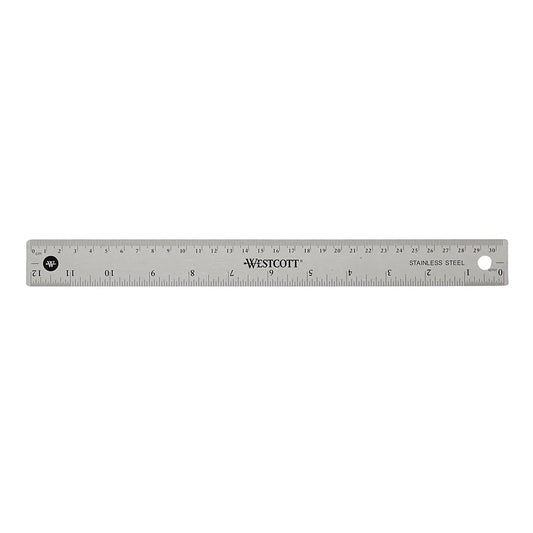 Westcott Stainless Steel Ruler with Non Slip Cork Base