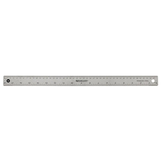 Westcott Stainless Steel Ruler with Non Slip Cork Base