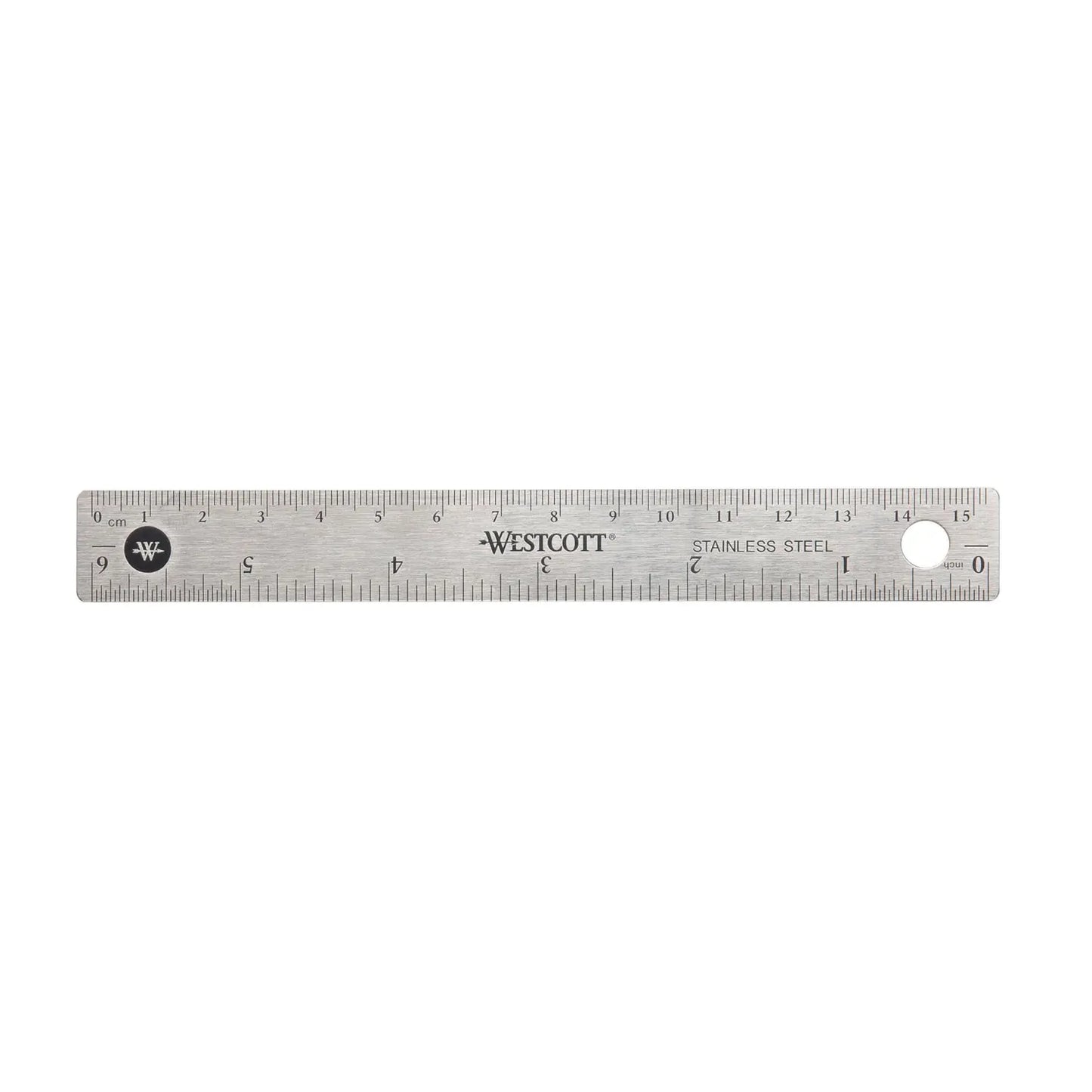 Westcott 6" Stainless-Steel Ruler with Non-Slip Cork Base