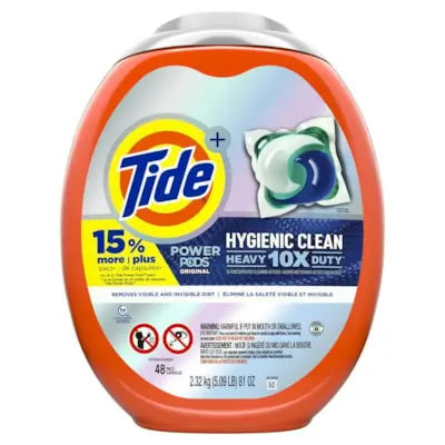 Tide Power PODs Hygienic Clean Heavy Duty Liquid Laundry Detergent Pacs, Original Scent, Pack of 48 Pods