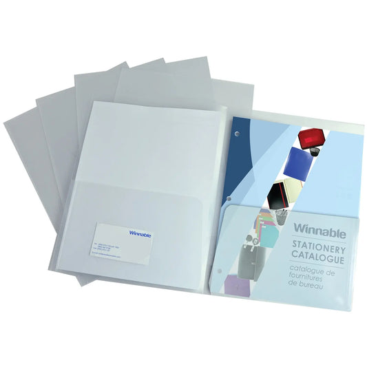 Winnable Twin Pocket Portfolios, Clear, Letter Size, 5/PK