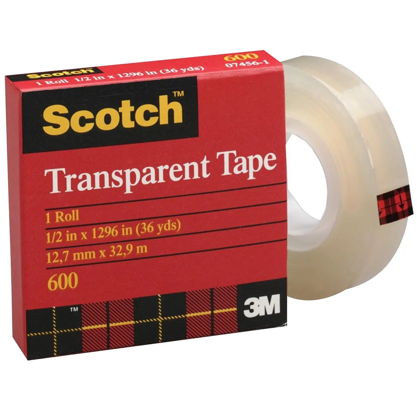 Scotch Transparent Tape Refill, 12.7 mm x 32.9 m (1/2" x 1,296")