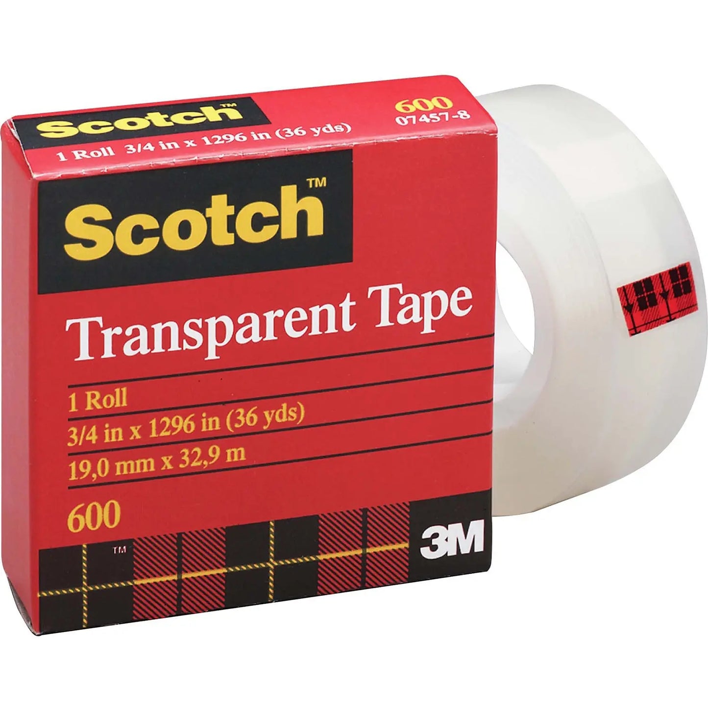 Scotch Transparent Tape Refill, 19 mm x 32.9 m (3/4" x 1,296")