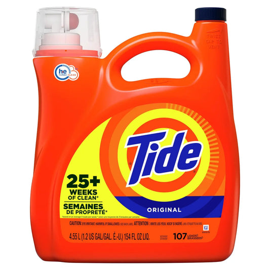 Tide High Efficiency (HE) Turbo Clean Liquid Laundry Detergent, Original, 4.55 L (107 Loads)