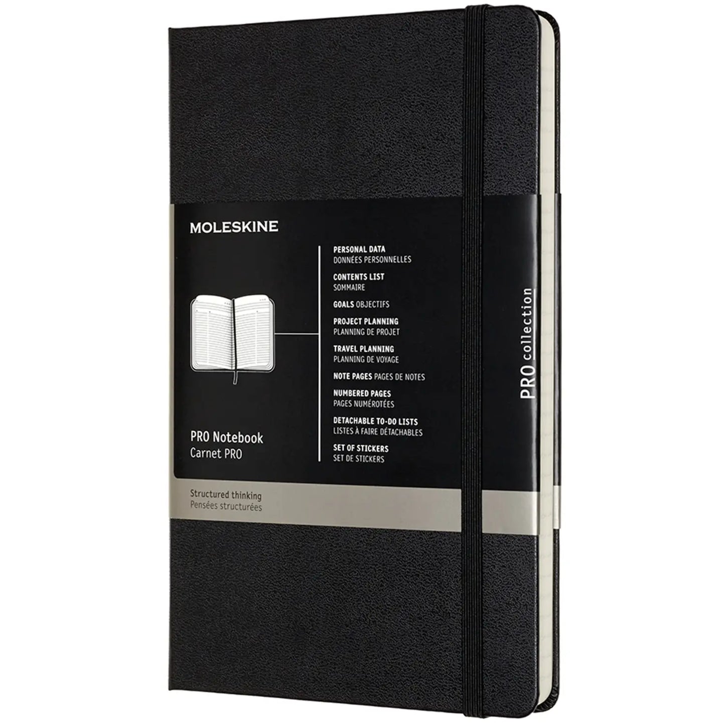 Moleskine Pro Hardcover Notebook, Black, 5" x 8"