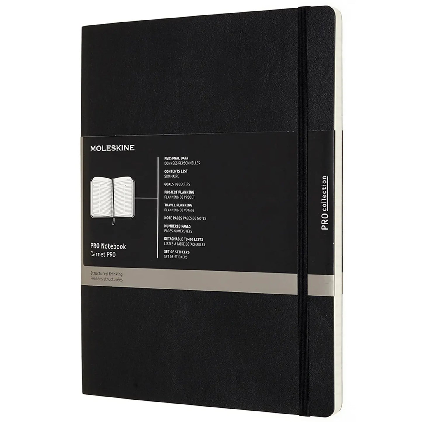 Moleskine Pro Notebook, Black, 7 1/2" x 9 3/4", English