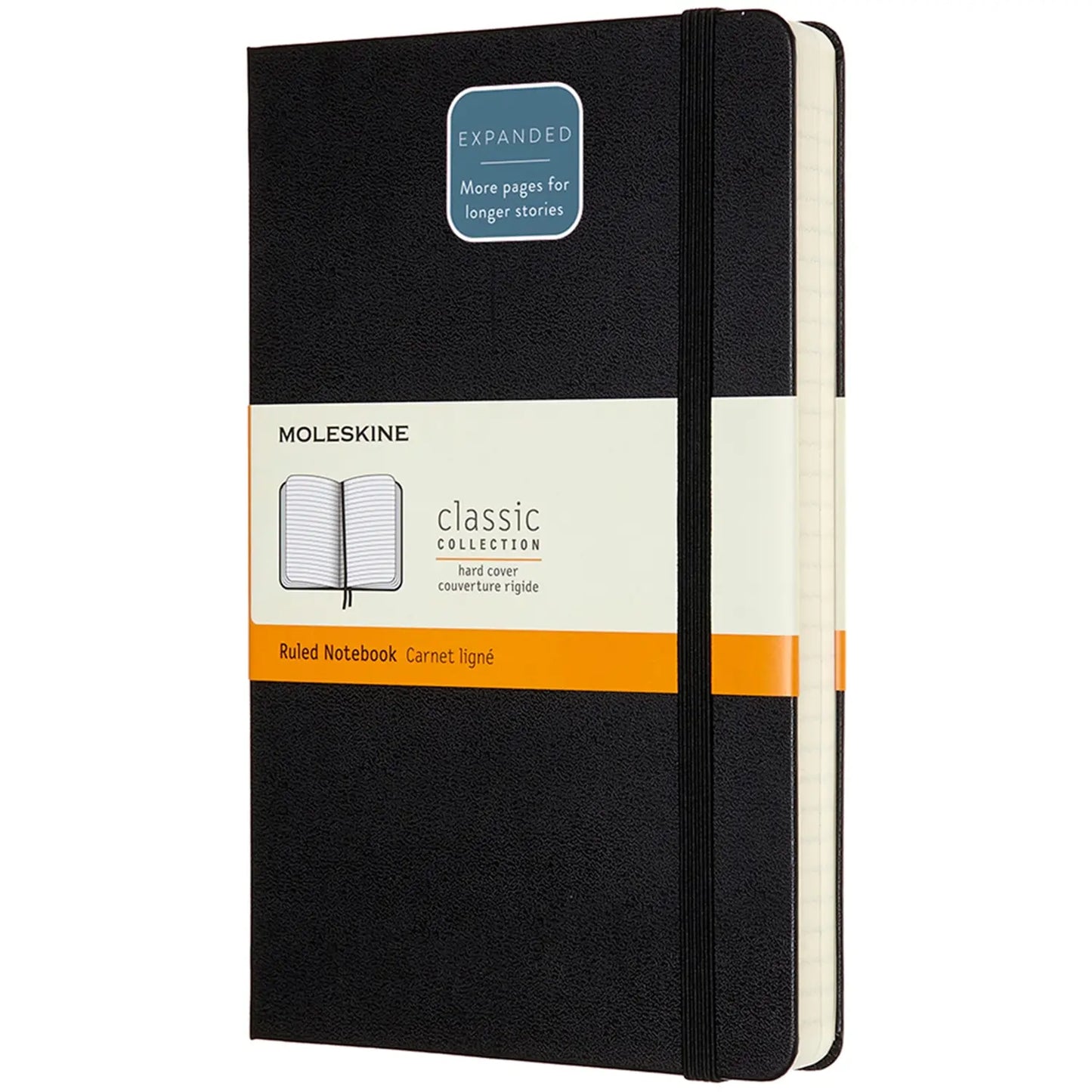 Moleskine Classic Hardcover Notebook, Ruled, Black, 5" x 8 1/4", 400 Pages