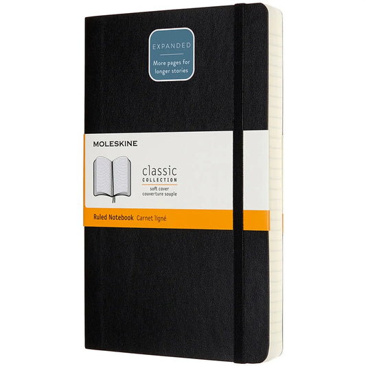 Moleskine Classic Softcover Notebook, Ruled, Black, 5" x 8 1/4", 400 Pages