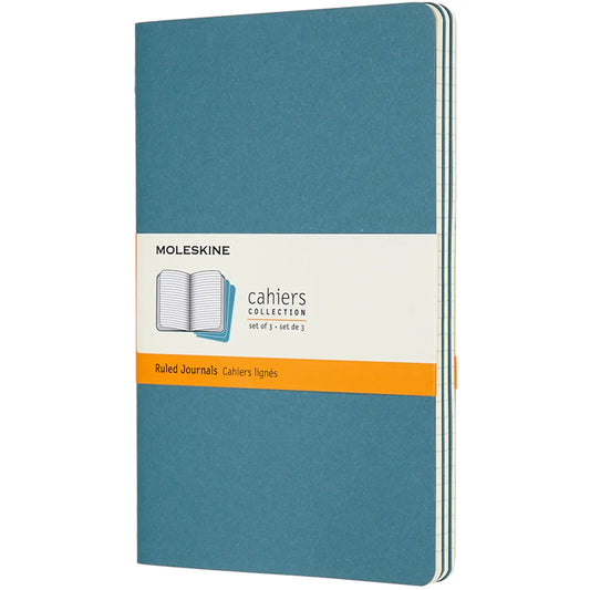 Moleskine Cahier Softcover Notebook, Brisk Blue, 5" x 8 1/4", 3/PK