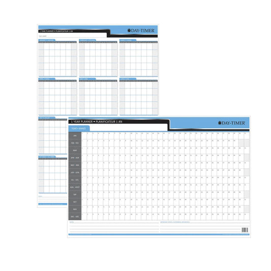 Day-Timer Flexible 1-Year Vertical/Horizontal Undated Dry-Erase Calendar, 24" x 36", Bilingual