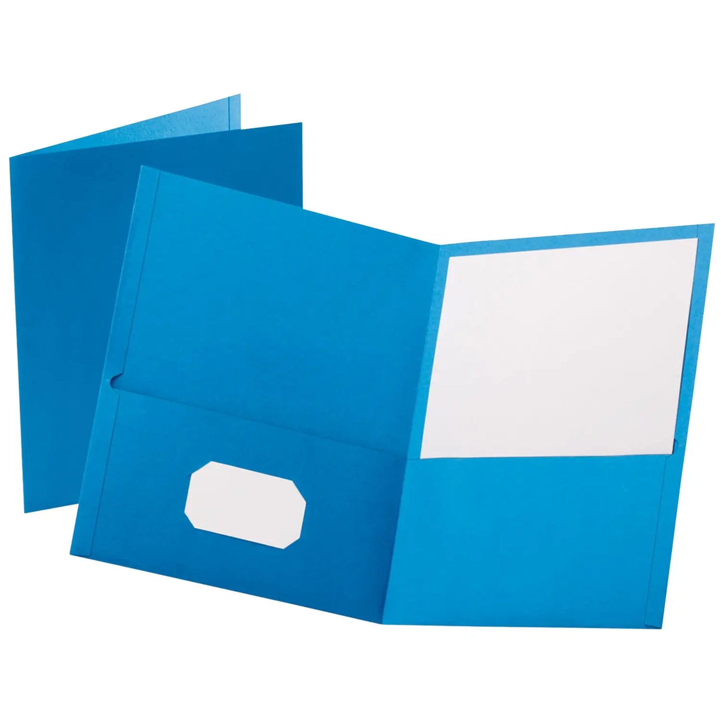 Oxford Embossed Twin-Pocket Report Cover Folders, Light Blue, Letter Size