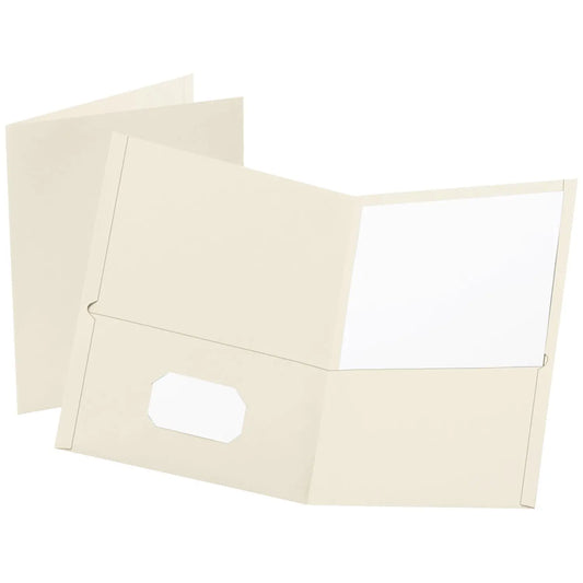 Oxford Embossed Twin-Pocket Report Cover Folders, White, Letter Size