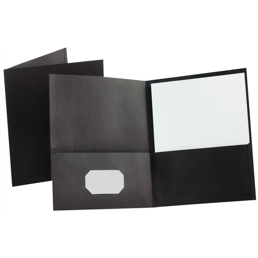 Oxford Embossed Twin-Pocket Report Cover Folders, Black, Letter Size