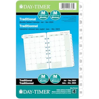 Day-Timer Dated Refill, 2-Pages/Month, Desk, 8-1/2'' x 5-1/2'', Bilingual