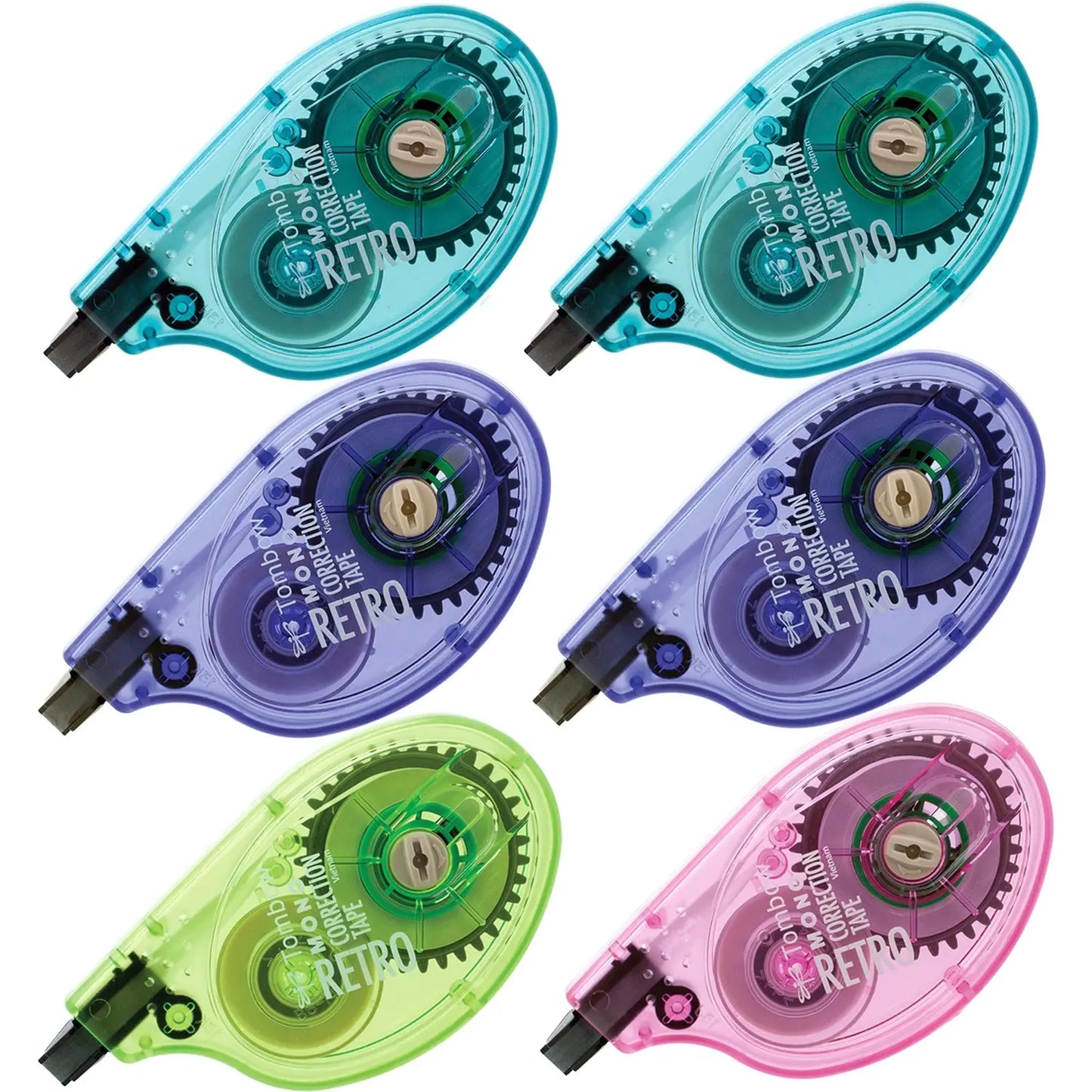 Tombow Single-Line Correction Tape in Bright Retro-Colour Applicator, 10/Pk