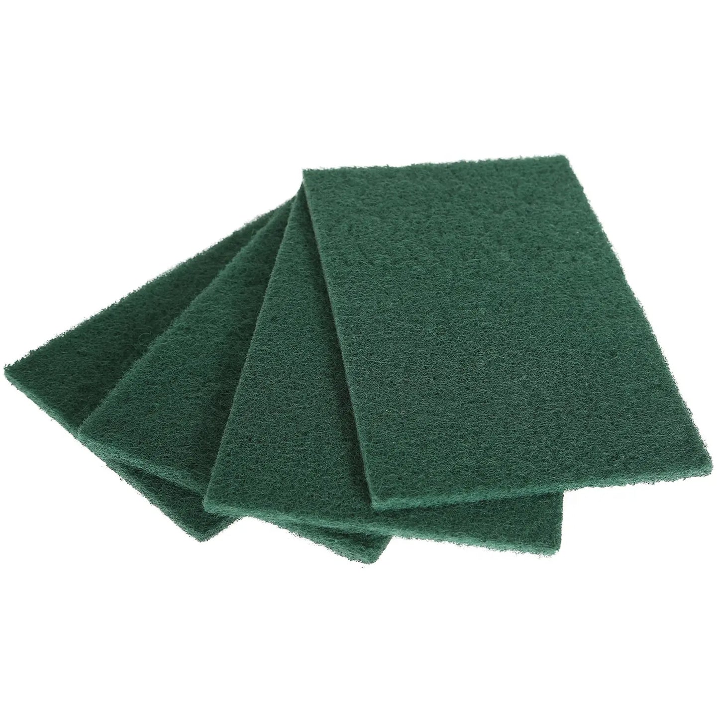 Globe Commercial Products Heavy-Duty Scouring Pads, Green, 6" x 9", 10/PK