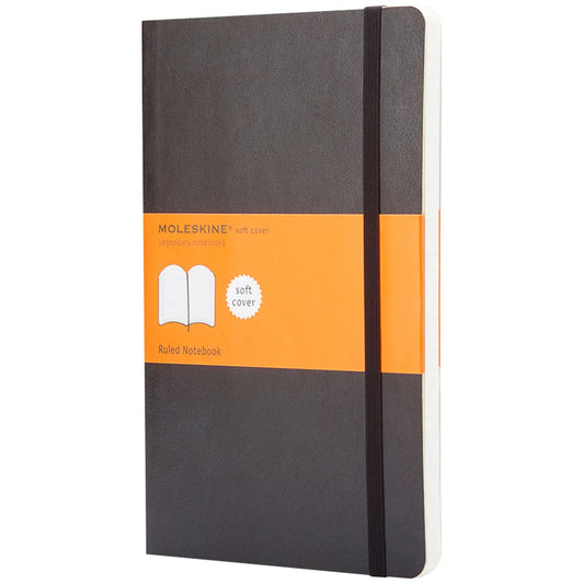 Moleskine Classic Large Softcover Notebook, Ruled, Black, 5" x 8 1/4"