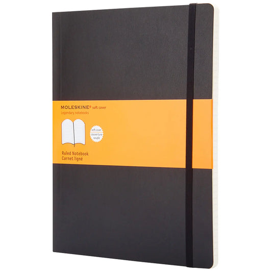 Moleskine Classic Extra Large Softcover Notebook, Ruled, Black, 7" x 10"