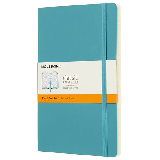 Moleskine Classic Notebook, Reef Blue, 5" x 8 1/4", English, Softcover