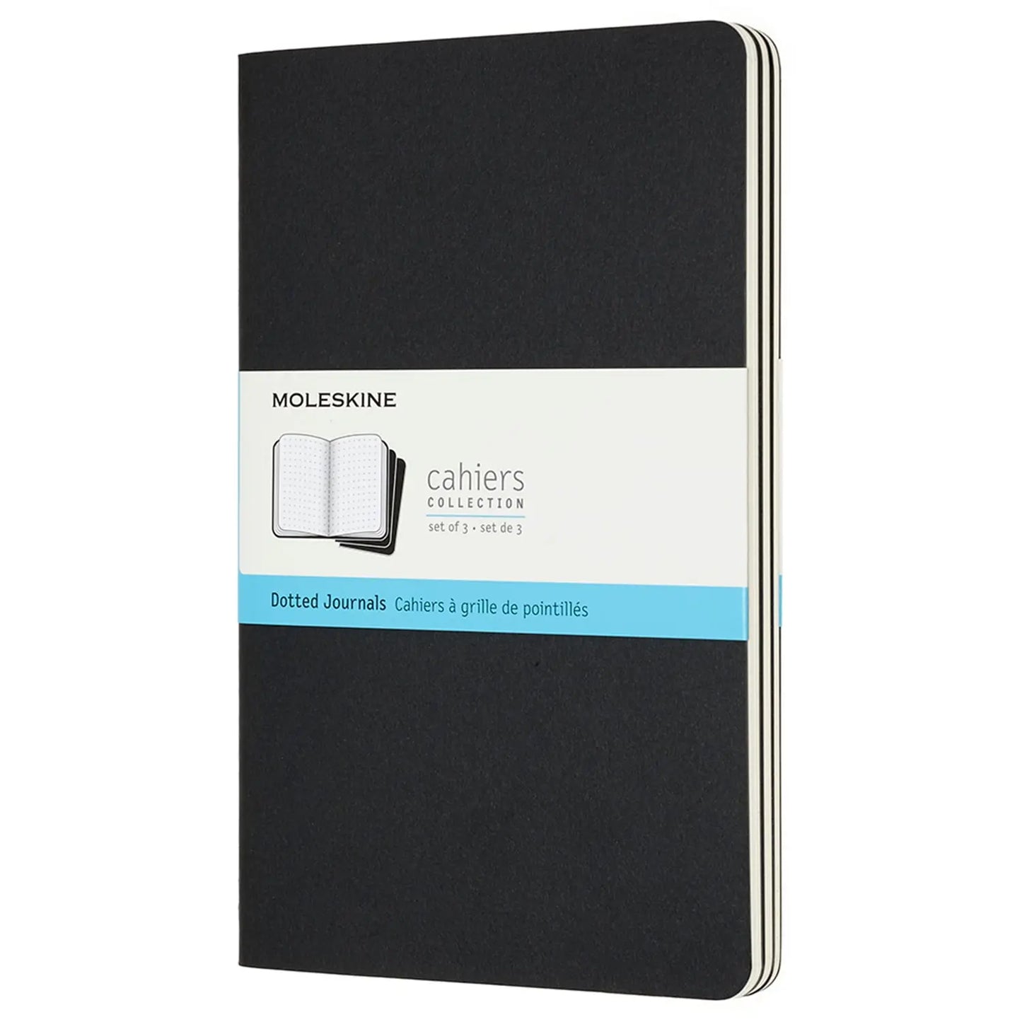 Moleskine Cahier Journal, Black with Dotted Ivory Pages, 5 1/2" x 8 1/4", Bilingual, 3/PK