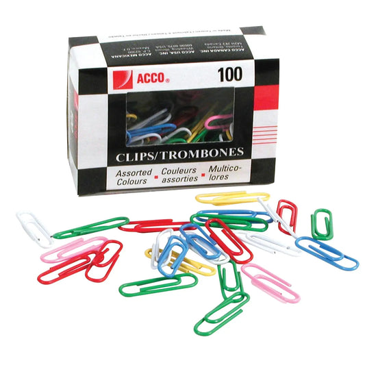 Acco Vinyl-Coated #1 Standard Paper Clips, 1 1/8" (100/PK)