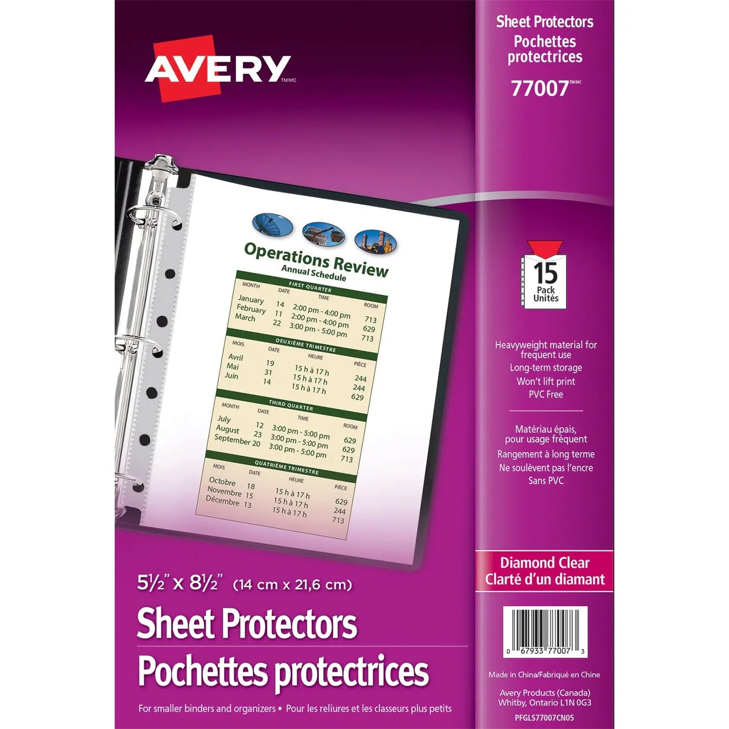 Avery Mini Heavyweight Sheet Protectors, Diamond Clear, 5-1/2" x 8-1/2", 7-Hole Punched, Pack of 15